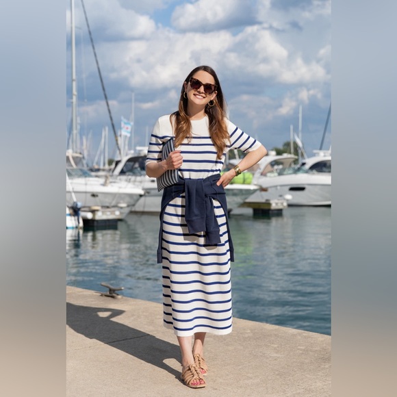 J. Crew Sweaters Shortsleeve Margot Sweater Dress In Stripe Poshmark